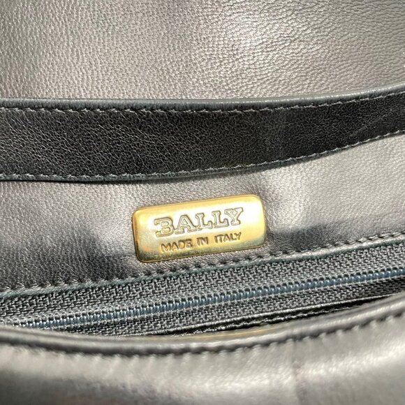 Bally Leather Black Brown Leather Crossbody Fold Over Purse Lightweight - Picture 4 of 13